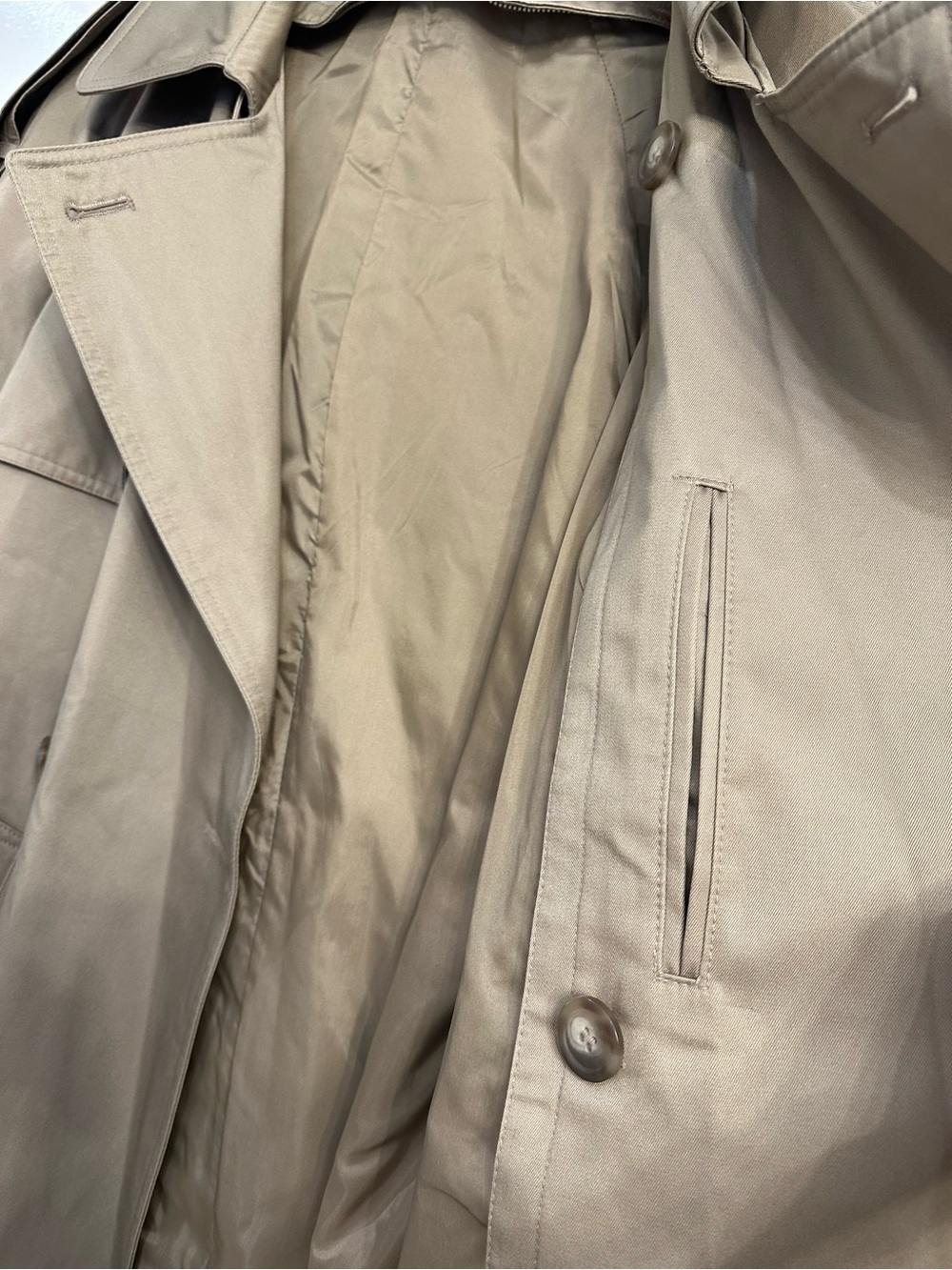 Ralph Lauren Mens 38S Khaki Double Breasted Trench Coat Belted Missing
Liner - Picture 8 of 14